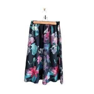 Kaffe Skirt A-Line  Orchid Floral Pattern Elastic Waist Women's EU 36